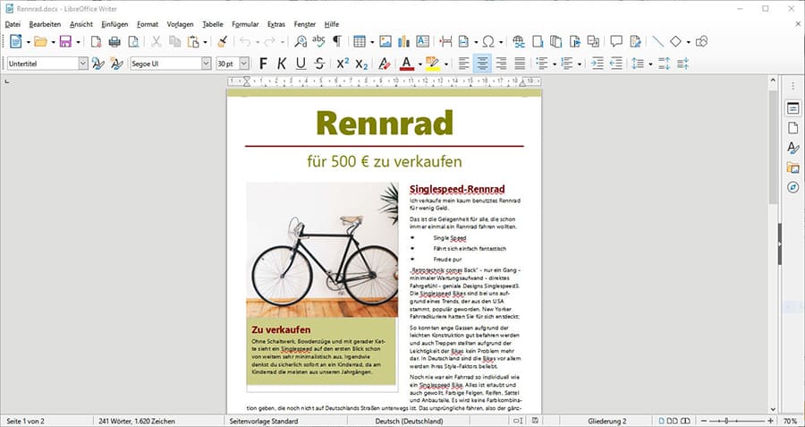 Скриншот LibreOffice
