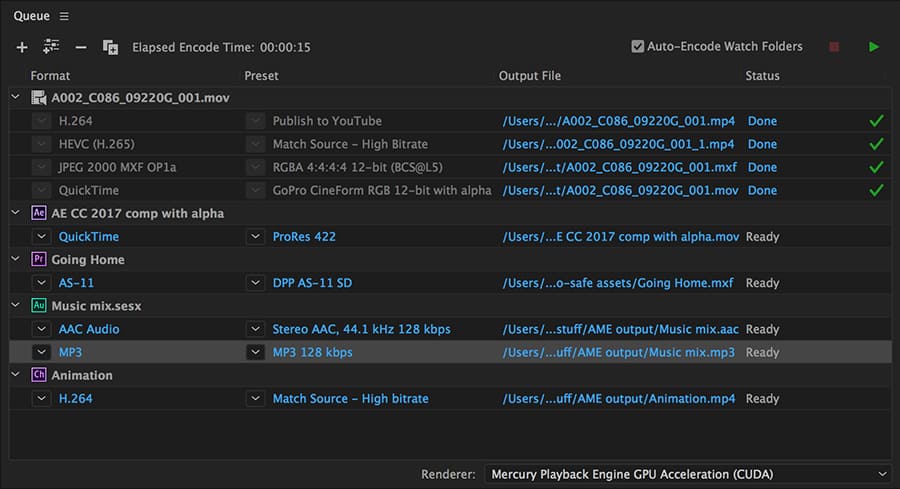 Скриншот Adobe Media Encoder