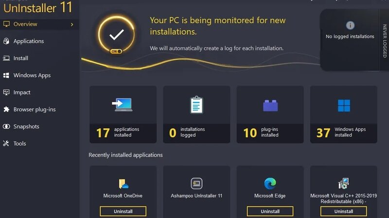 Интерфейс Ashampoo UnInstaller