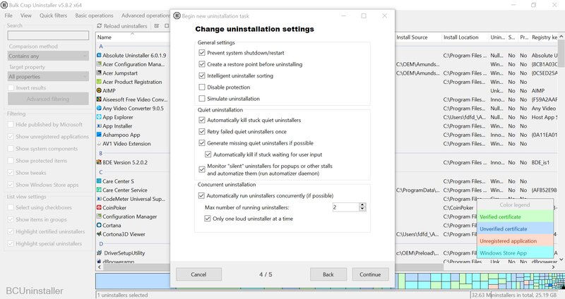 Интерфейс Bulk Crap Uninstaller