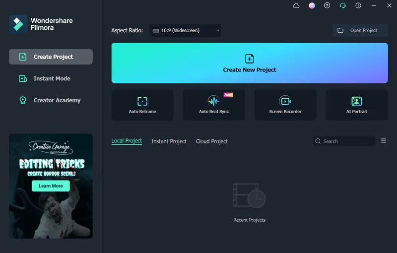 интерфейс Filmora Screen Recorder