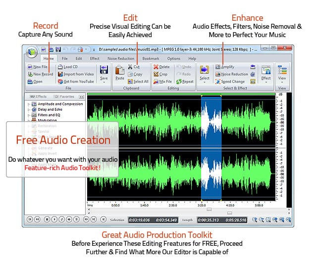 Скриншот Free Audio Editor