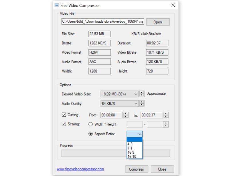 интерфейс Free Video Compressor