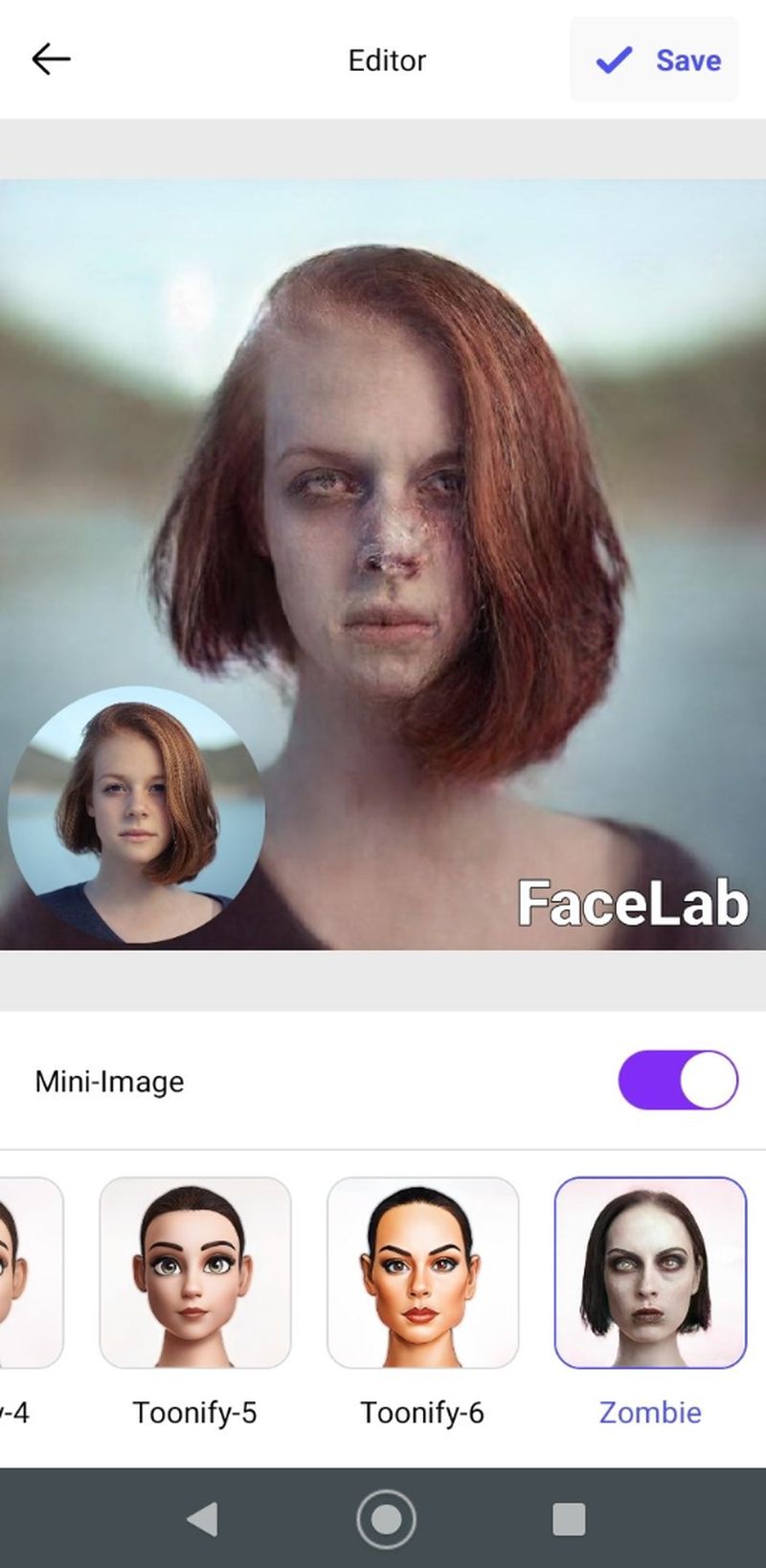 применение фильтра для обработки лица