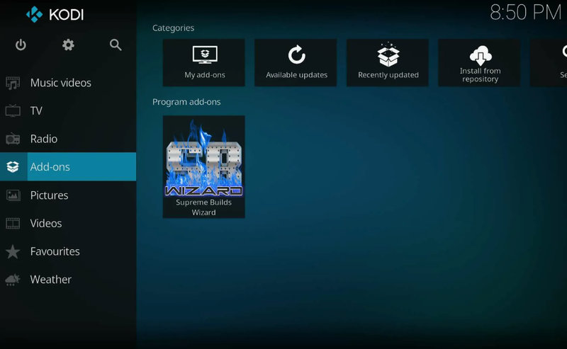 Скриншот программы Kodi