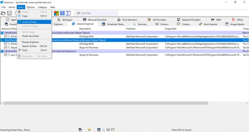 Интерфейс Microsoft Autoruns
