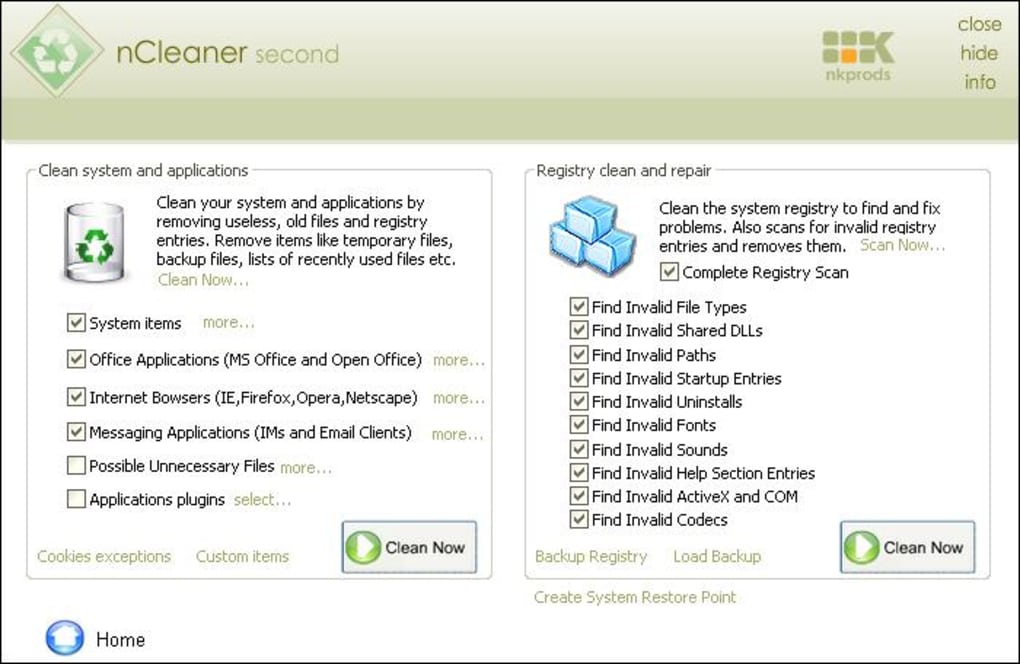 Скриншот nCleaner