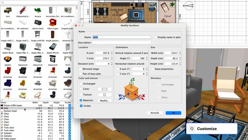 интерфейс Sweet Home 3D