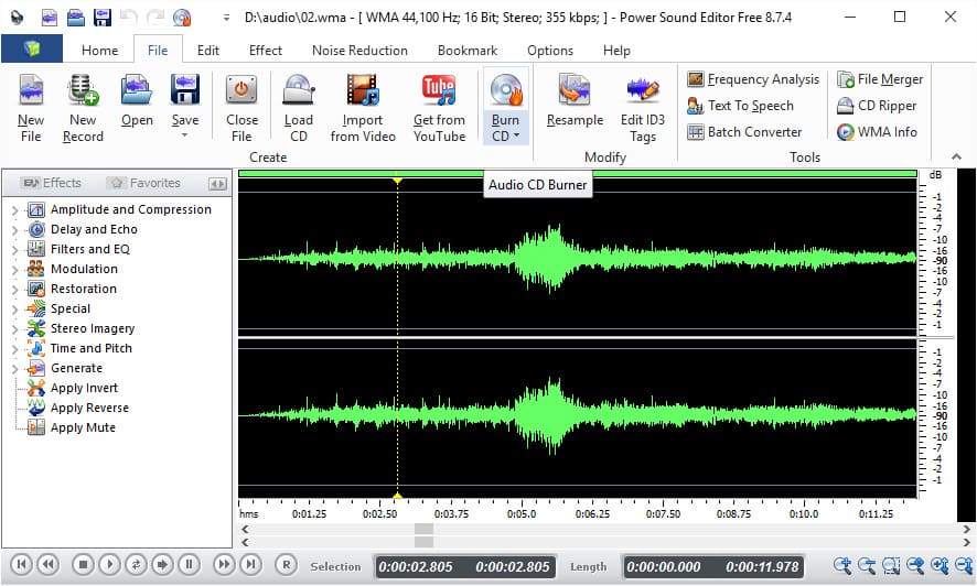 Скриншот Power Sound Editor Free