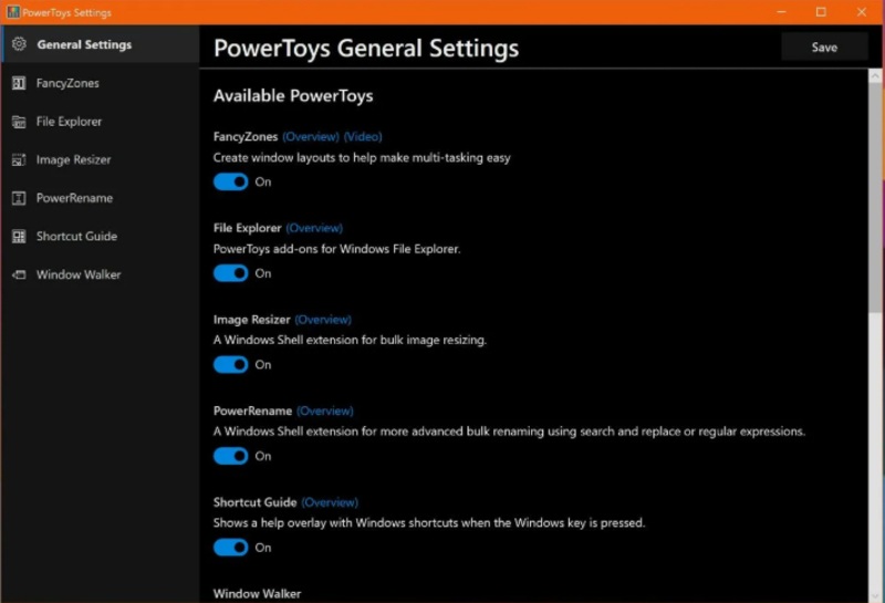 Скриншот Microsoft PowerToys