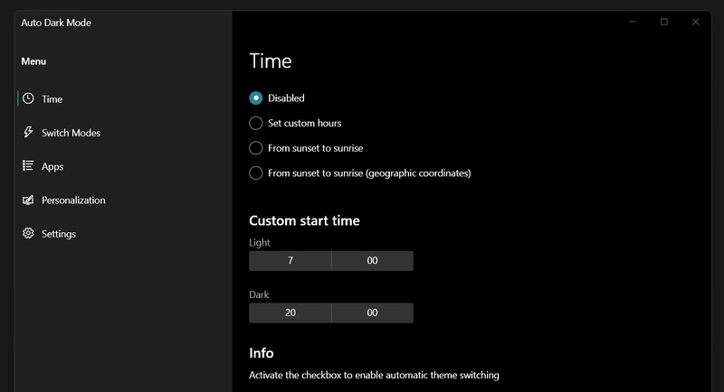 Скриншот Auto Dark Mode X