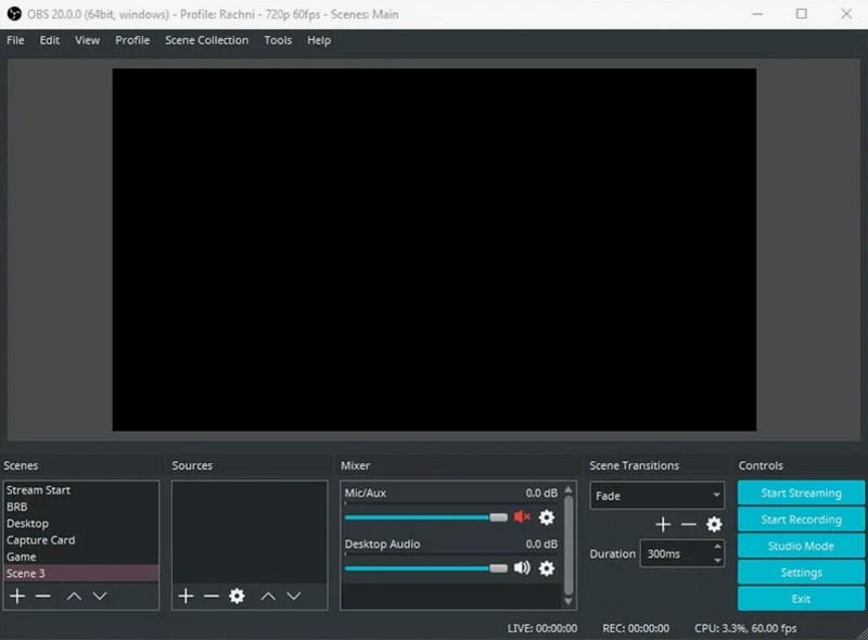 Скриншот Obs (Open Broadcaster Software)