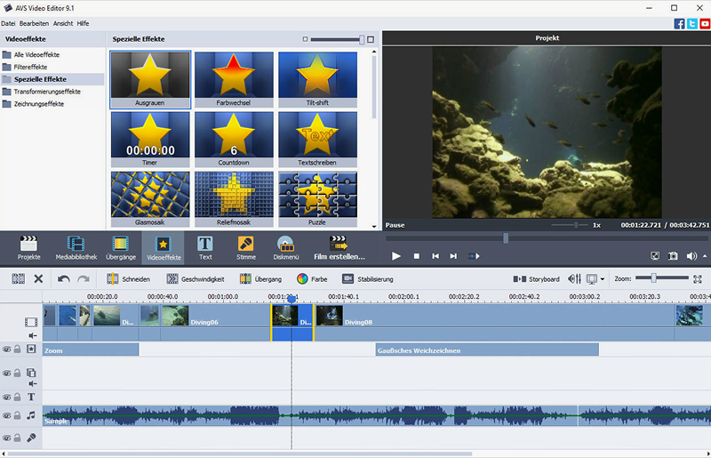 интерфейс AVS Video Editor