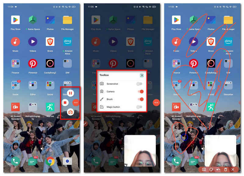 интерфейс программы AZ Screen Recorder