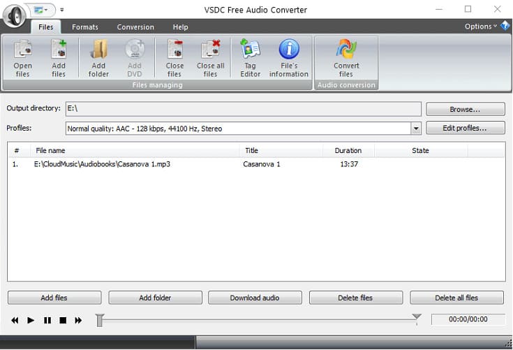 Скриншот VSDC Бесплатный Аудио Конвертер