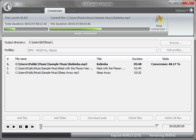 Скриншот VSDC Бесплатный Аудио Конвертер