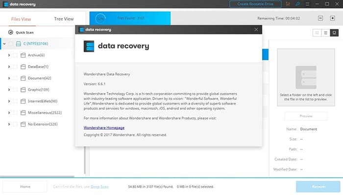 Скриншот Wondershare Data Recovery