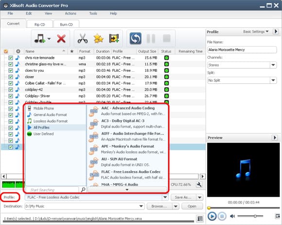 Скриншот Xilisoft Audio Converter